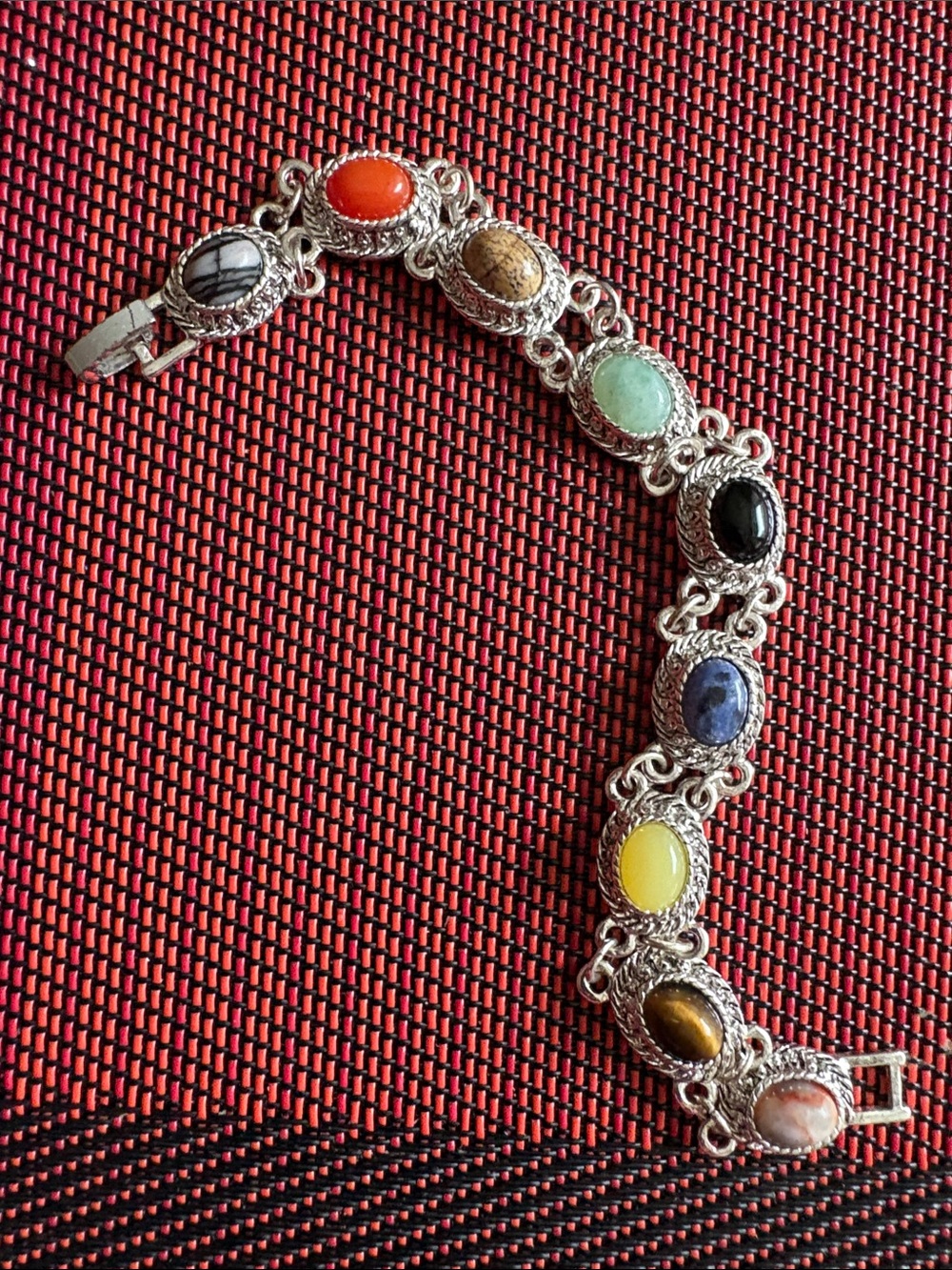 7” Gemstone Silver-tone Bracelet